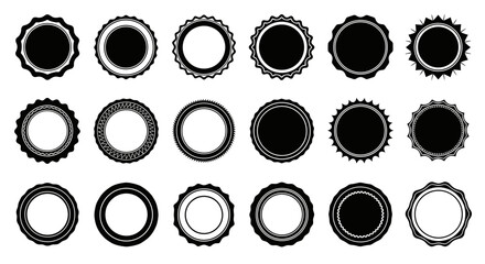 Vector illustration of black badge shape and seal silhouette