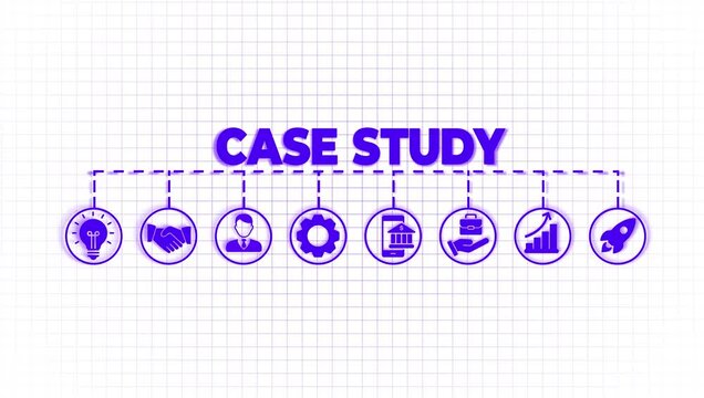 Case Study icon video. Case, study, research, analysis, data, conditions, examination, infographic, template, presentation, concept, banner, pictogram, icon set,