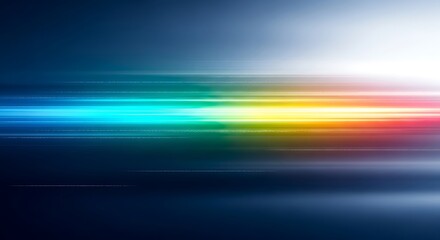Abstract colorful light trails on dark blue background create a dynamic and modern feel for design projects