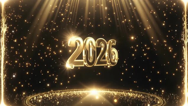 elegant vertical 4k looping animation showing shiny hand drawn 3d liquid numbers 2026 gold gently falling bright background perfect social media templates banners luxurious new year greetings
