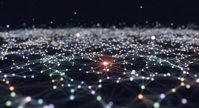 Abstract network background with glowing nodes and connecting lines design