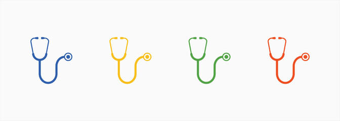 Stethoscope Icon Set Color Multiple Style Collection