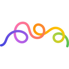 Whimsical Colorful Wavy Line Graphic With A Gradient From Purple To Green On Transparent Background Great For Design Elements And Accents