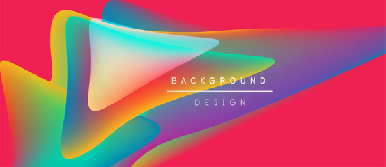 Abstract colorful shapes overlap. Vibrant gradients create dynamic visual effect. Text reads background design. Modern aesthetic.