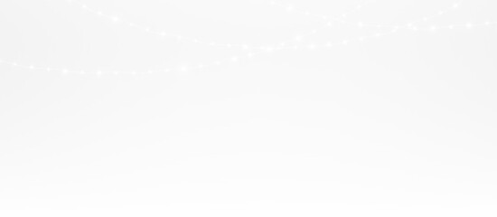 Luminous golden string lights PNG overlay with soft bokeh, ideal for transparent holiday photo designs.