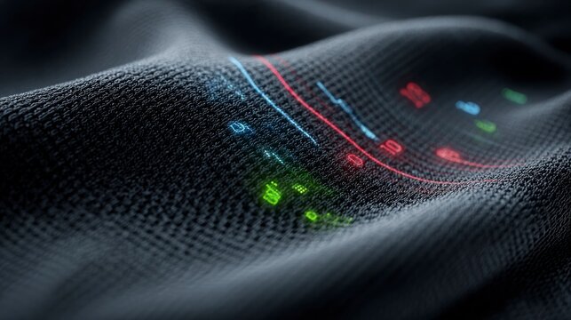 Abstract dark fabric with data