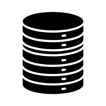Server Database Icon with Stacked Disks on White Background.