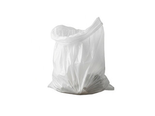 Plastic open white trash bag isolated on white background.
