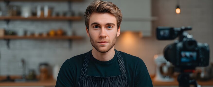 Content creator capturing engaging step-by-step vibrant baking tutorial in cozy kitchen setting - Powered by Adobe