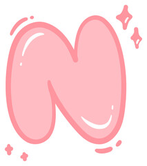 Bubble Letter N with Sparkle Sticker