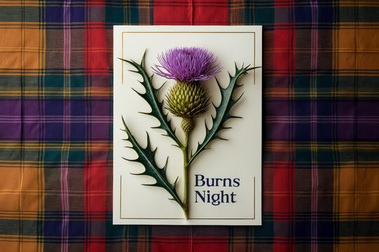 Greeting card traditional Scottish holiday in honor birthday poet writer Robert Burns AI Generative