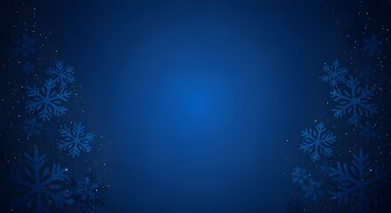 Abstract deep blue background with subtle snowflake patterns and soft light for winter holidays