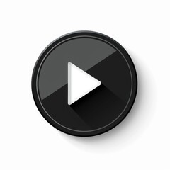 Glossy Play Button Icon on White Background.