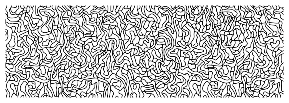 Abstract seamless pattern with tangled intricate lines vector background chaotic organic network texture