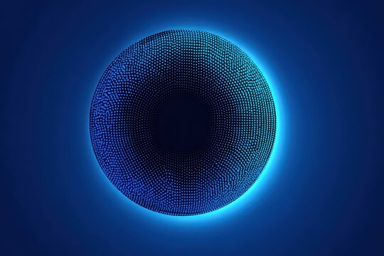 Futuristic blue halftone circle design glowing against a dark background creating a captivating abstract effect in digital art