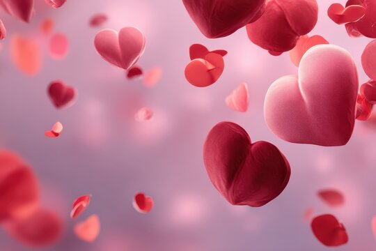 Valentine's Day background featuring floating red and pink hearts against a soft gradient backdrop to celebrate love and affection
