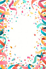Fototapeta premium Colorful celebration illustration with ribbons and confetti creating vibrant copy space