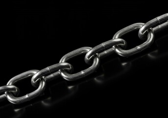 Obraz premium Abstract background featuring multiple highly polished metal chain links connected end to end, creating complex reflections and visual texture ,connection ,gray ,detail