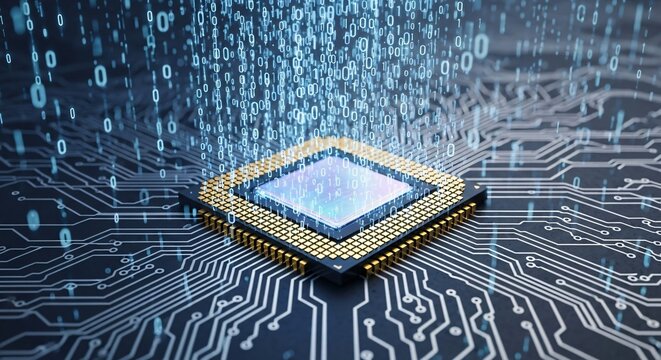 Artificial intelligence chip technology digital data processing concept