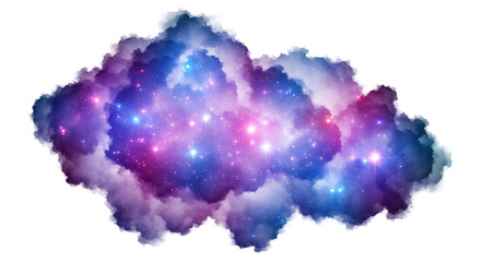 A digitally created nebula with purple and blue hues and bright stars on a white background art piece created with generated ai