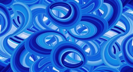 Abstract Blue Swirls and Circles Pattern Background.