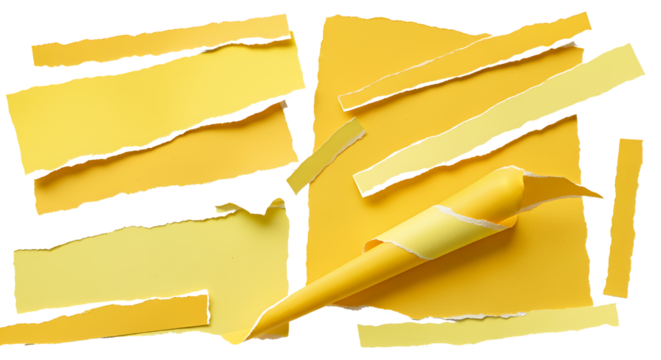 Bold and dynamic yellow torn paper creates an energetic, modern texture ideal for creative designs and vibrant backgrounds, adding a playful, artistic touch.