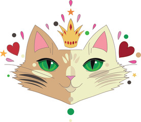 White cat face. Printable. Vector illustration.