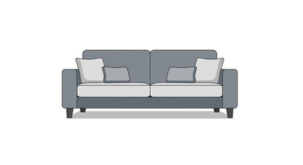Modern Gray Sofa with Pillows A Minimalist Furniture Illustration for Home Decor