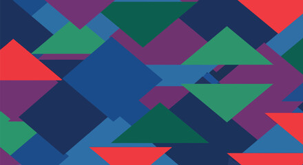 Geometric pattern with overlapping triangles and quadrilaterals in blue and green tones