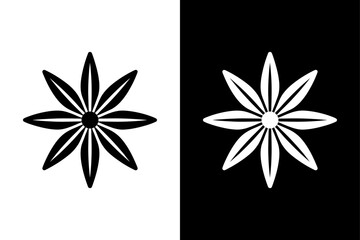 Stylized Star Anise Spice Icon. Silhouette Logo Design Vector on White Background