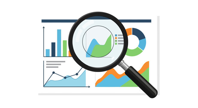 Magnifying Glass Over Graphs Examining Financial Data and Business Analytics for Insights