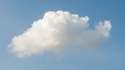 Fluffy white cloud against blue sky, minimalist nature composition with ample negative space and soft daylight.