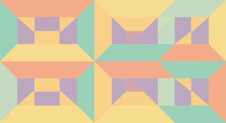 Pastel geometric pattern with stylized cat shapes and abstract