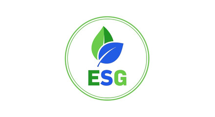ESG Concept with Leaves in a Circle Sustainable Business Icon