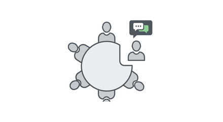 Vector icon of a business team meeting and online presentation with a remote speaker