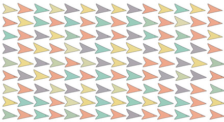 Seamless colorful arrow pattern arranged in rows and columns on white background