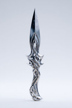 Ornate fantasy dagger with metallic finish and intricate handle design