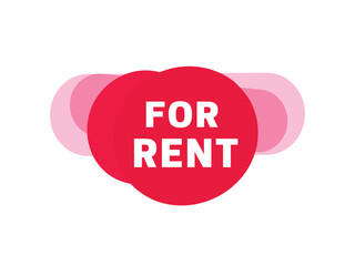 For rent sign text on circle red colourful. Design banner illustration.