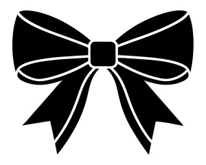 Ribbon and bow silhouette vector illustration isolated on white background