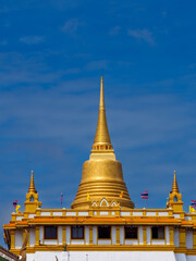 Inside Golden mountain ( Phu Khao Thong) at Wat Saket one of Bangkok's most iconic landmarks, is popular among international tourists visiting Bangkok, Thailand.