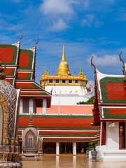 Inside Golden mountain ( Phu Khao Thong) at Wat Saket one of Bangkok's most iconic landmarks, is popular among international tourists visiting Bangkok, Thailand.