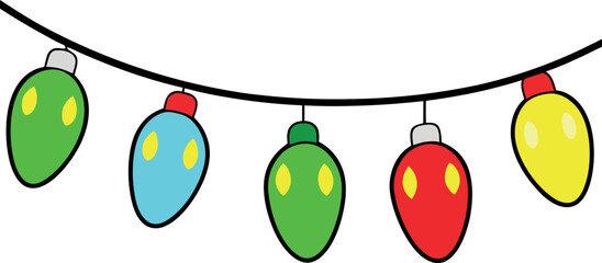 colorful decorative lights, festive lamp illustration, holiday decoration vector, glowing bulb garland, celebration decor art, Christmas lights clipart, party hanging lamps, illumination design, brigh