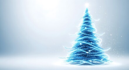 Futuristic digital Christmas tree on winter background