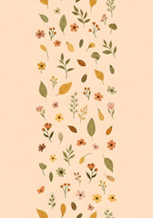 Charming autumn foliage and delicate floral patterns create a warm, rustic backdrop perfect for seasonal designs and natural themes.