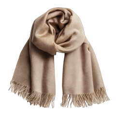 Beige draped shawl with fringe