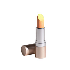 Light peachy-yellow lipstick in a metallic, rose-gold casing