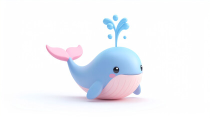 3D Whale Baby on white background