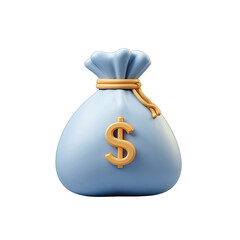Light-blue money bag with gold dollar sign