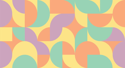 Geometric pattern of overlapping circles and squares in pastel color
