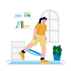 Girl stretching band Illustration